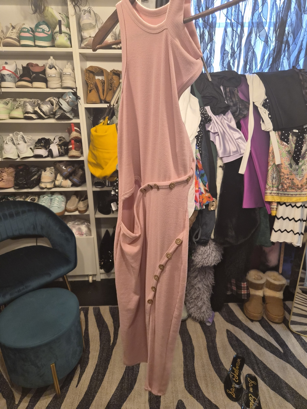 Fashion Nova Pink Sleeveless Button-Accent Maxi Dress